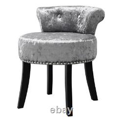 Dressing Table Stool Modern Velvet Makeup Vanity Chair Low Back Piano Seat Grey