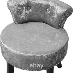 Dressing Table Stool Modern Velvet Makeup Vanity Chair Low Back Piano Seat Grey