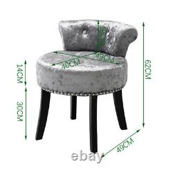 Dressing Table Stool Modern Velvet Makeup Vanity Chair Low Back Piano Seat Grey