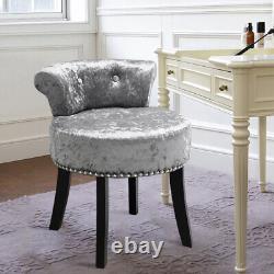 Dressing Table Stool Modern Velvet Makeup Vanity Chair Low Back Piano Seat Grey