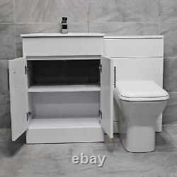 Drina Double Ended Bath with 1100mm Vanity Set Bathroom Suite White Gloss