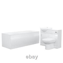 Dyon 1700mm Bath, 450mm Vanity Basin Unit FP, WC Unit & Elso Back To Wall Toilet