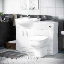 Dyon 950mm Vanity Basin Unit, WC Unit & Rimless Back to Wall Toilet White