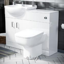 Dyon 950mm Vanity Basin Unit, WC Unit & Rimless Back to Wall Toilet White
