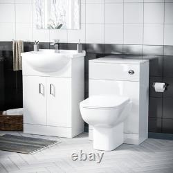 Dyon 950mm Vanity Basin Unit, WC Unit & Rimless Back to Wall Toilet White