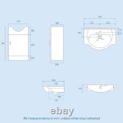 Dyon 950mm Vanity Basin Unit, WC Unit & Rimless Back to Wall Toilet White
