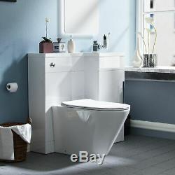 Elen 900mm Bathroom White Basin Vanity Unit Back To Wall WC Rimless Toilet RH