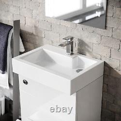 Ellen 500mm Vanity Basin Unit, WC Unit, Cistern & Back To Wall Toilet White