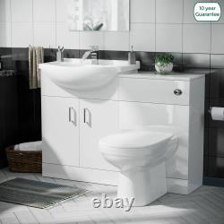 Ellen 550mm Vanity Basin Unit, WC Unit, Cistern & Eslo Back To Wall Toilet White