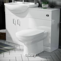 Ellen 550mm Vanity Basin Unit, WC Unit, Cistern & Eslo Back To Wall Toilet White