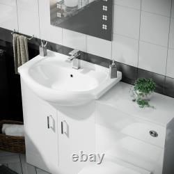 Ellen 550mm Vanity Basin Unit, WC Unit, Cistern & Eslo Back To Wall Toilet White