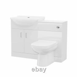 Ellen 550mm Vanity Basin Unit, WC Unit, Cistern & Eslo Back To Wall Toilet White