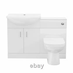 Ellen 550mm Vanity Basin Unit, WC Unit, Cistern & Eslo Back To Wall Toilet White