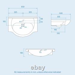 Ellen 550mm Vanity Basin Unit, WC Unit, Cistern & Eslo Back To Wall Toilet White