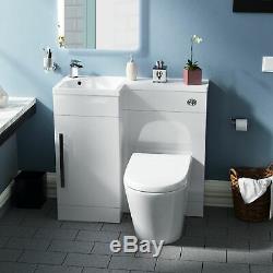 Ellis 900mm Bathroom Basin Sink Vanity Unit Back To Wall WC Rimless Toilet LH