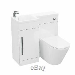 Ellis 900mm Bathroom Basin Sink Vanity Unit Rimless Back To Wall WC Toilet LH