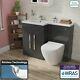 Ellore Bathroom Grey Basin Vanity Unit Rimless Back To Wall Wc Toilet 1100mm Lh