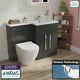 Ellore Bathroom Grey Rh Basin Vanity Unit Wc Rimless Back To Wall Toilet 1100mm
