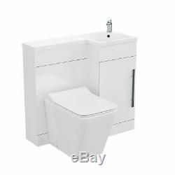Elora 900mm Bathroom White Basin Vanity Unit Rimless Back To Wall WC Toilet RH