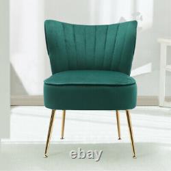 Emerald Green Velvet Shell Back Dining Chairs Padded Winged Accent Vanity Stools
