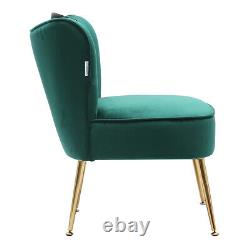 Emerald Green Velvet Shell Back Dining Chairs Padded Winged Accent Vanity Stools