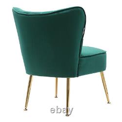 Emerald Green Velvet Shell Back Dining Chairs Padded Winged Accent Vanity Stools