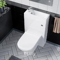 Eslo 500mm White Water Closet with Basin and Back To Wall Toilet