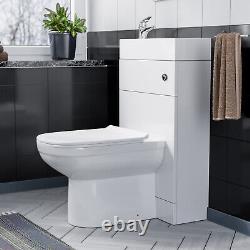 Eslo 500mm White Water Closet with Basin and Back To Wall Toilet