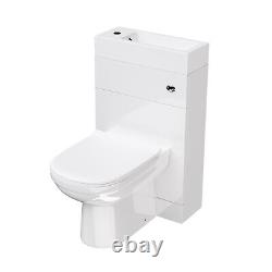 Eslo 500mm White Water Closet with Basin and Back To Wall Toilet