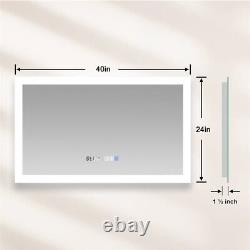 Exbrite 40 W X 24 H Illuminated Led Bathroom Mirror For Makeup Vanity Room