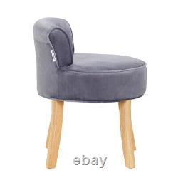 Fabric Dressing Table Vanity Stool Padded Low Back Chair Bedroom Dining Room