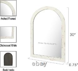 Farmhouse Arched Wall Mirror, White Distressed Wood Mirror, Decorative Mirror fo