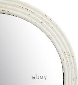 Farmhouse Arched Wall Mirror, White Distressed Wood Mirror, Decorative Mirror fo