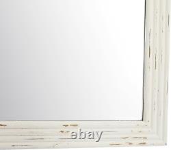 Farmhouse Arched Wall Mirror, White Distressed Wood Mirror, Decorative Mirror fo