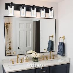 Farmhouse Bathroom Lights Fixtures in Black Finish, Modern 5-Lights Vanity Light