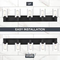 Farmhouse Bathroom Lights Fixtures in Black Finish, Modern 5-Lights Vanity Light