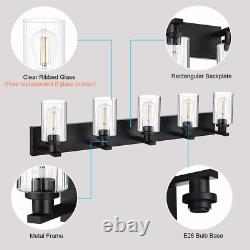 Farmhouse Bathroom Lights Fixtures in Black Finish, Modern 5-Lights Vanity Light