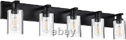 Farmhouse Bathroom Lights Fixtures in Black Finish, Modern 5-Lights Vanity Light