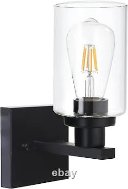 Farmhouse Wall Sconce Light Fixture with Clear Glass, Indoor 1-Light Black Wall