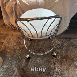 Flare Back Powder Coat Steel Cushioned Vanity Chair Bathroom Stool