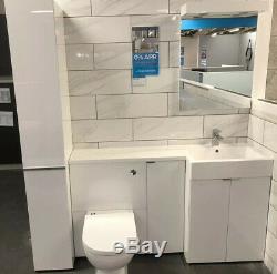 Flat Packed NEW -Gloss White Vanity Basin, Cabinet, Cupboard & Back To Wall WC