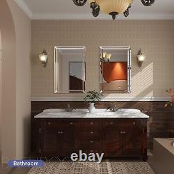 Frameless Bathroom Mirror 24x36 Inch High-Precision Bevel Edging Versatile 3D
