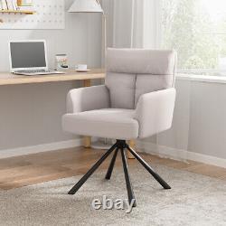 Frosted Velvet Upholstered Armchair Swivel Office Desk Chair T-Back Vanity Chair