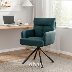 Frosted Velvet Upholstered Armchair Swivel Office Desk Chair T-Back Vanity Chair