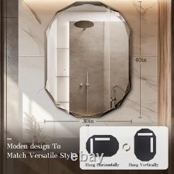 Furnbar Wall Mounted Bathroom Vanity Mirror 30X40 Single Beveled Edge Frameless
