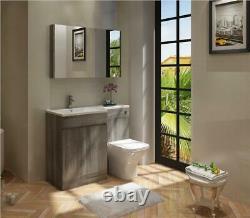 Gamma L Shape Avola Grey Bathroom Vanity & BTW Toilet Unit LH 1100mm