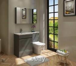 Gamma L Shape Light Grey Bathroom Vanity Unit & WC Furniture L/R Hand