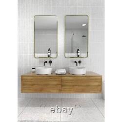 Glass Warehouse Bathroom Vanity Mirror 22Wx40H Framed Square Satin Brass