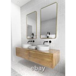 Glass Warehouse Bathroom Vanity Mirror 22Wx40H Framed Square Satin Brass