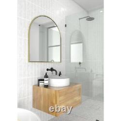 Glass Warehouse Vanity Mirror Stainless Steel Single Floating Mount Brass Arched
